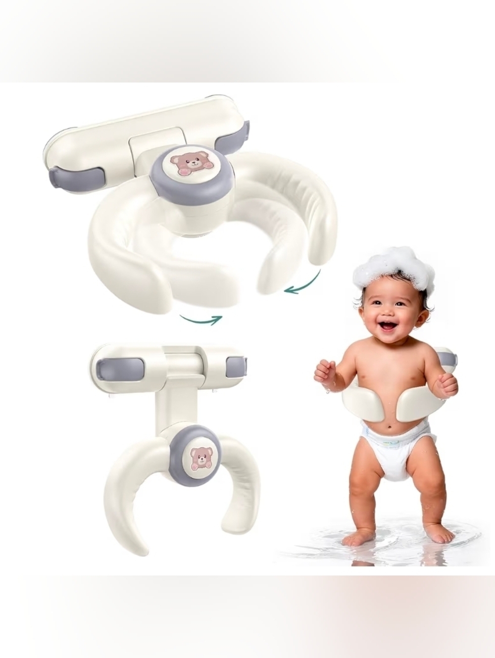 Baby Bath Stand-Baby Shower Stand Duck with Strong Suction Cups. Foldable Adjust